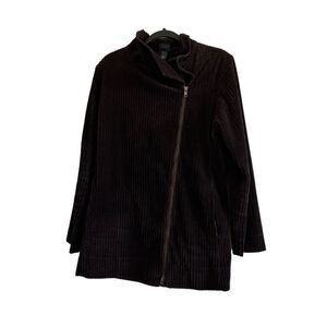 Eileen Fisher Corduroy Jacket Asymmetrical Zipper Brown Womens S